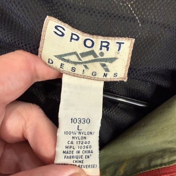 Sport Designs 1980s/1990s Vintage Green Purple Anorak Windbreaker Jacket Large - Picture 11 of 14
